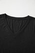 V-Neck Long Sleeve Relaxed Fit Pullover Top